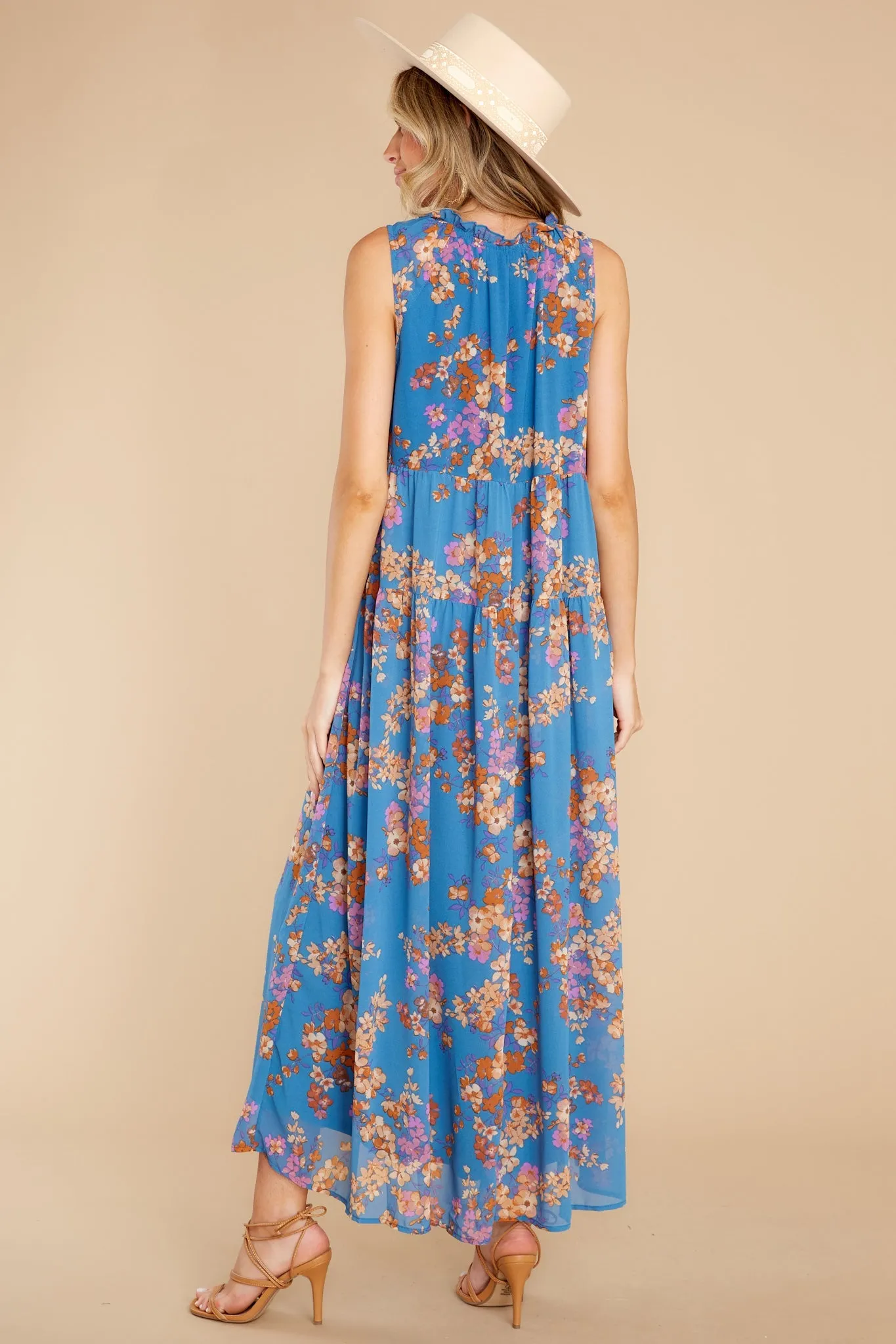 Free Agent Blue Multi Floral Print Maxi Dress