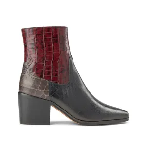 Georgia Croc Leather Boot - BORDEAUX