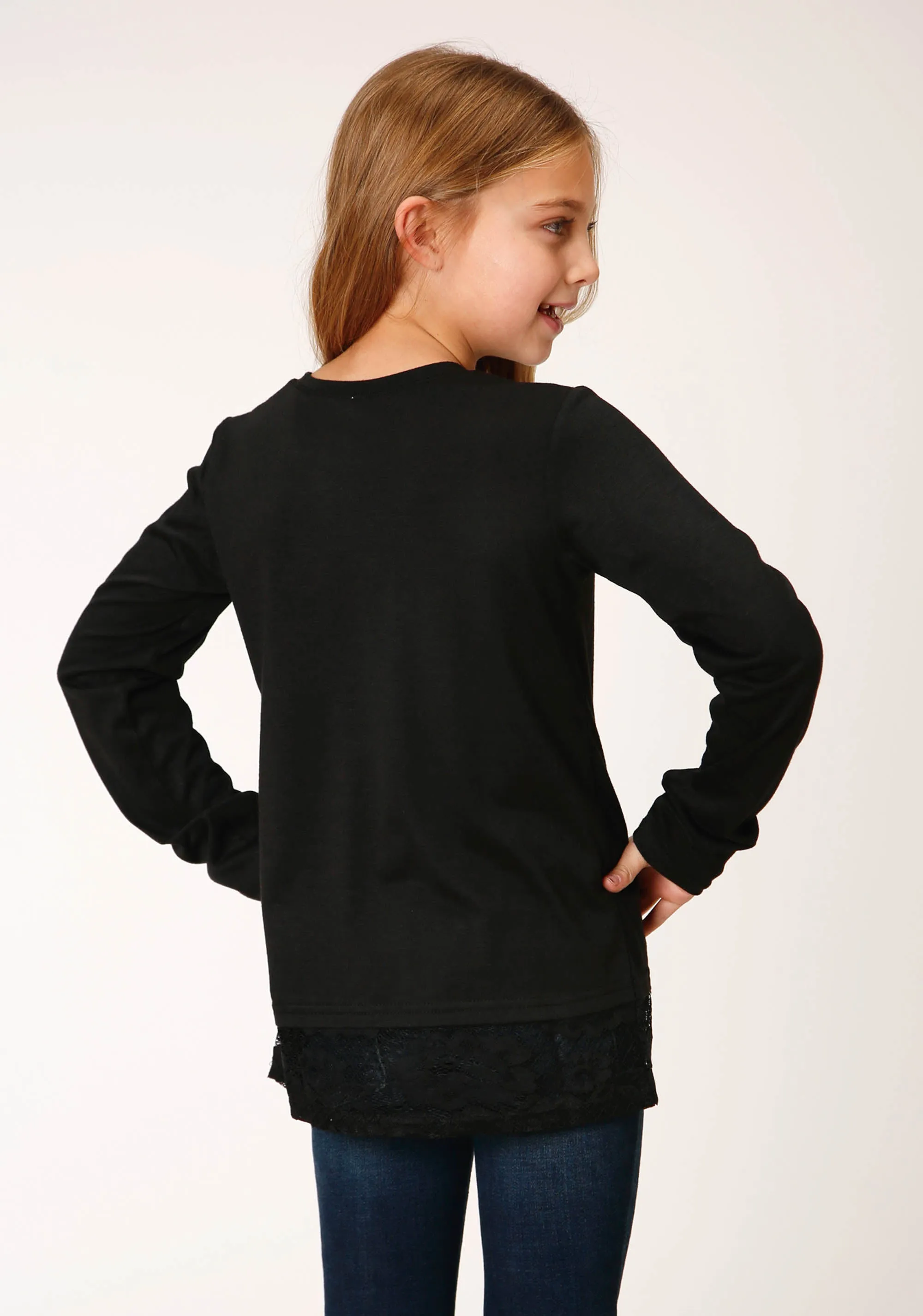 GIRLS LONG SLEEVE KNIT POLY RAYON JERSEY LONG SLEEVE  T T-SHIRT