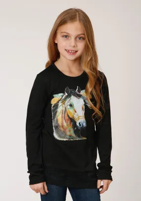 GIRLS LONG SLEEVE KNIT POLY RAYON JERSEY LONG SLEEVE  T T-SHIRT