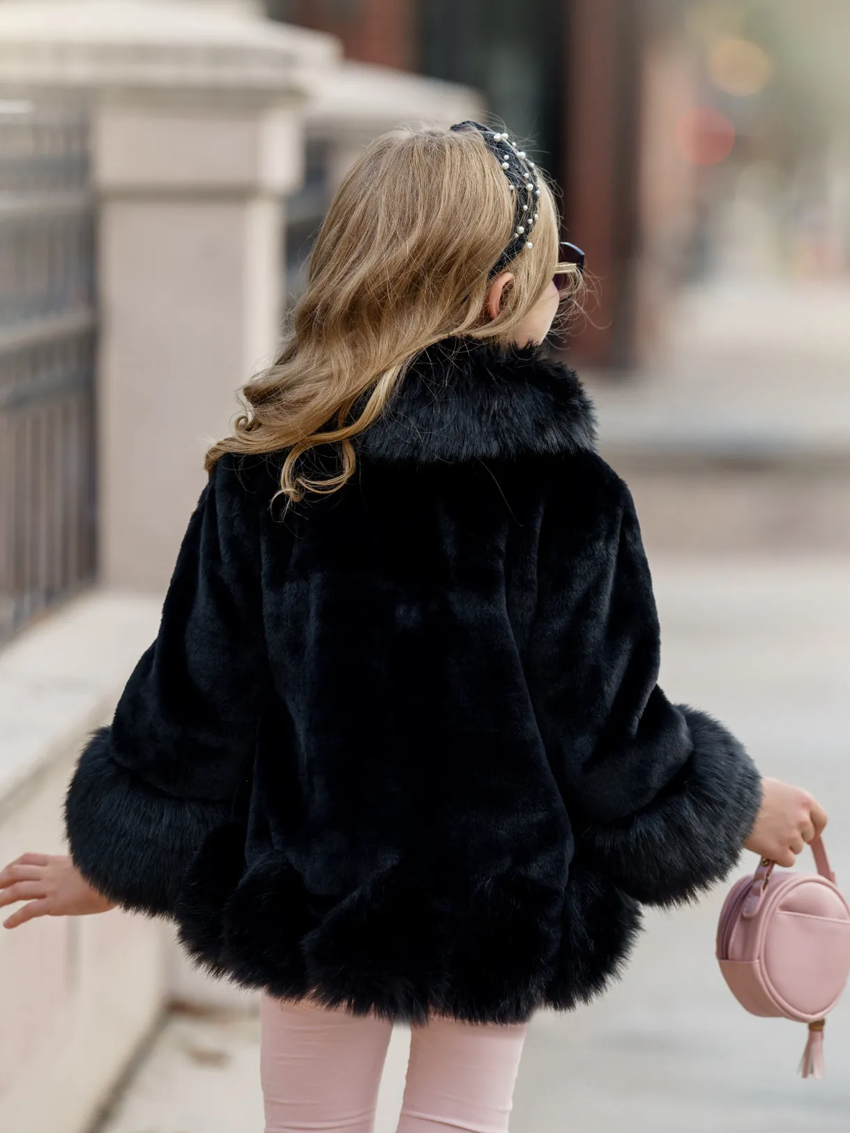 Girls Midi Faux Fur Coat