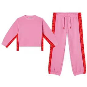 Girls Pink Logo Tape Tracksuit