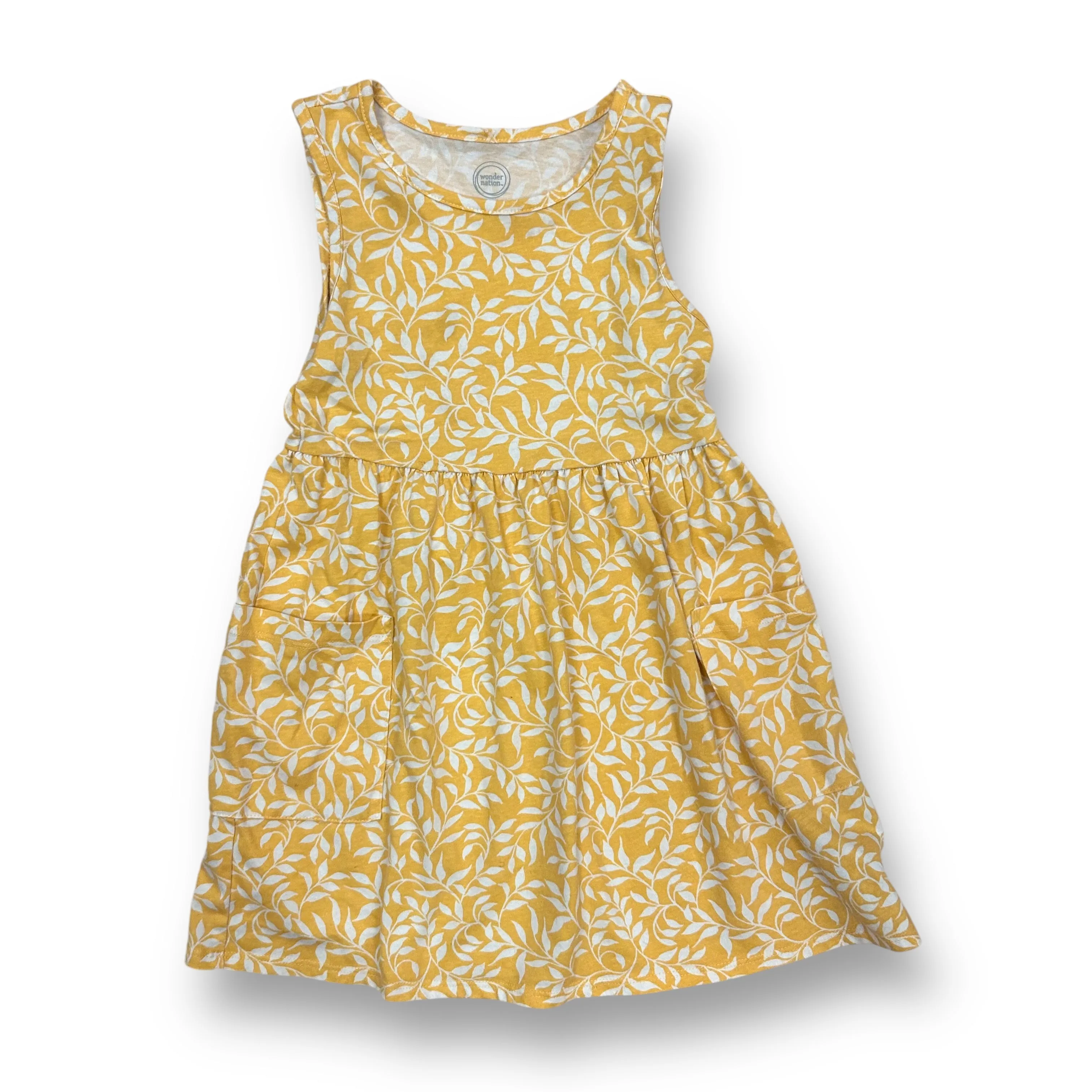 Girls Wonder Nation Size 4/5 XS Yellow & White Floral Print Sleeveless Dress