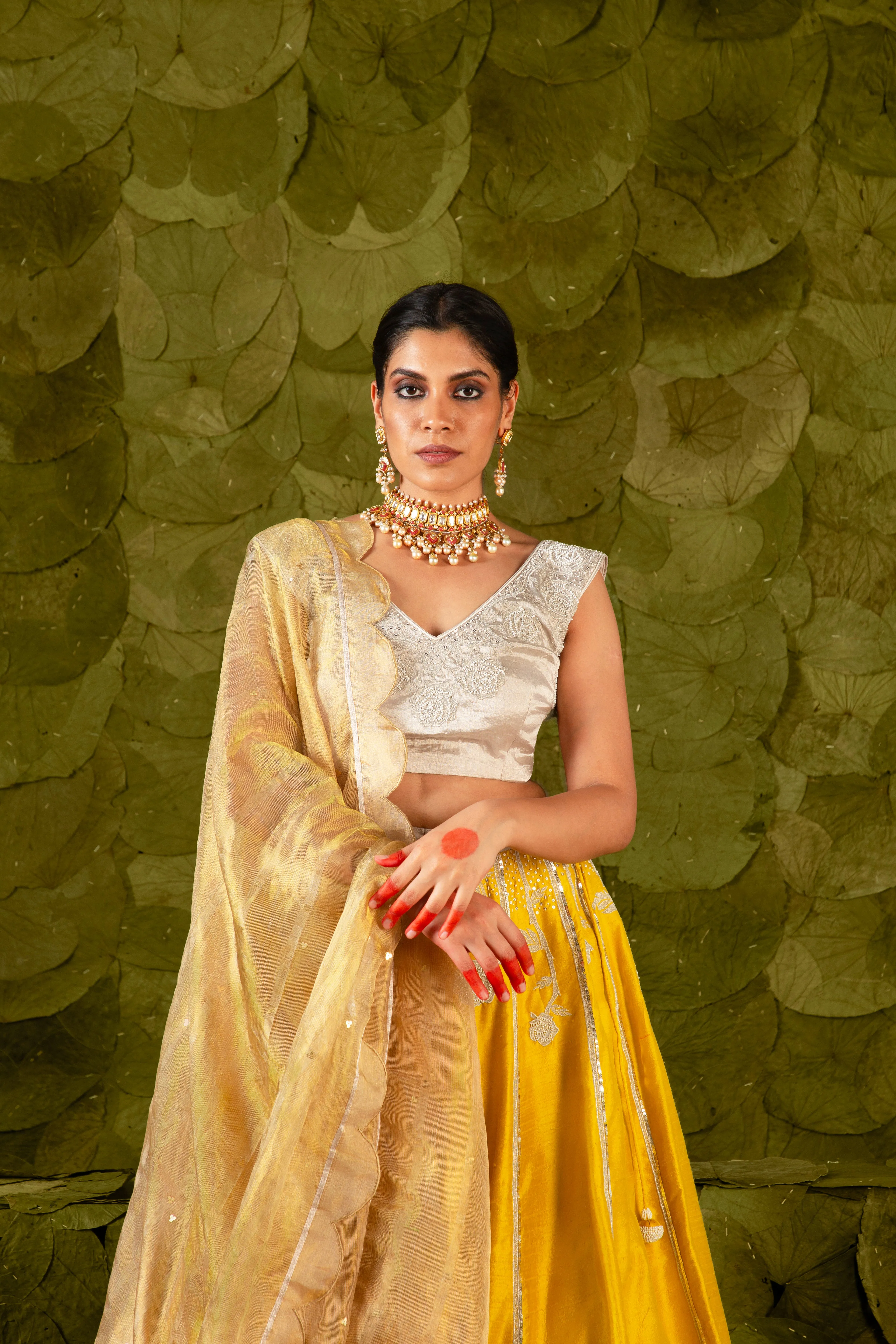 Gēlaṭhi (ಗೆಳತಿ) Lehenga in Spicy Mustard