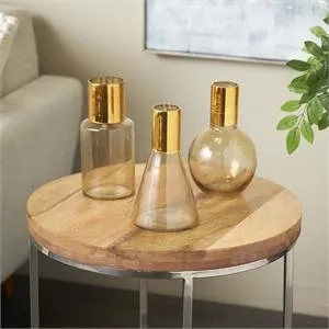 Gold Glass Tinted Vase with Shiny Round Opening Set Of 3