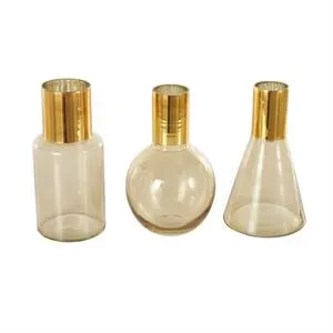 Gold Glass Tinted Vase with Shiny Round Opening Set Of 3