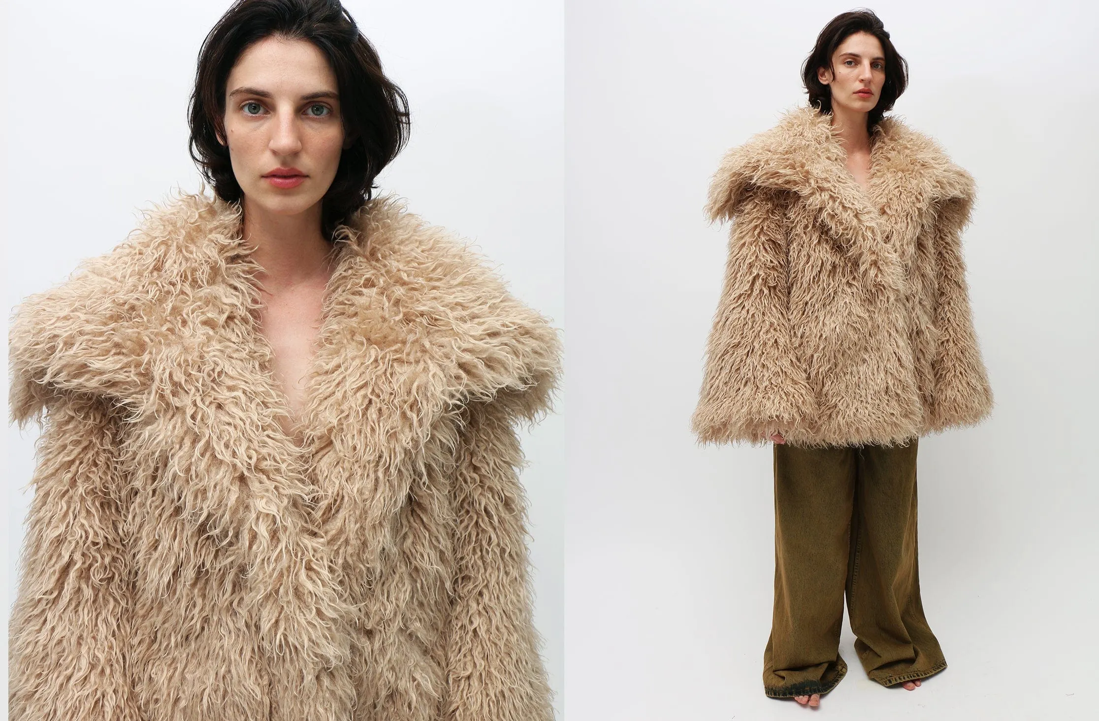 Golden Beige Shag Coat