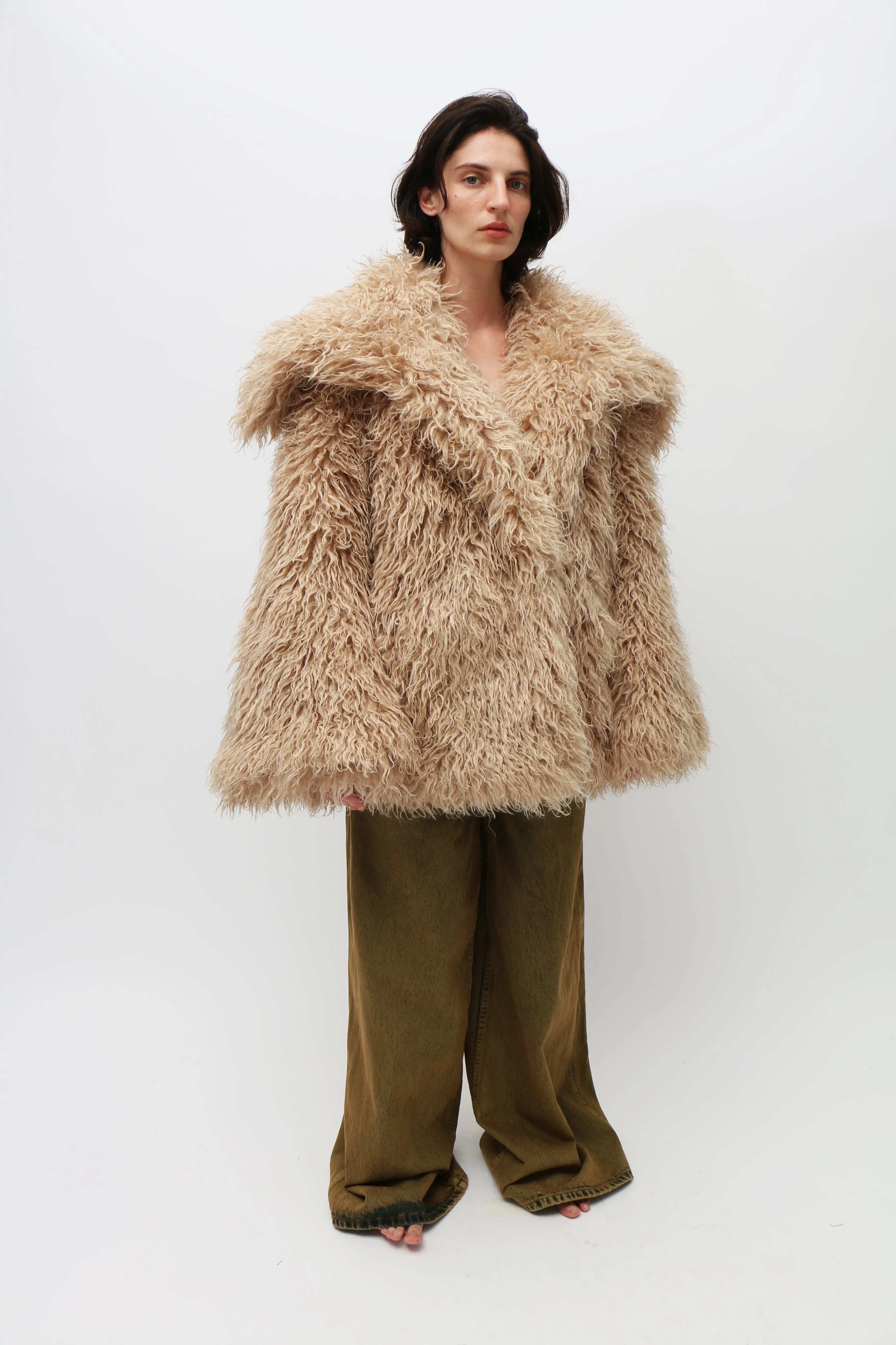 Golden Beige Shag Coat