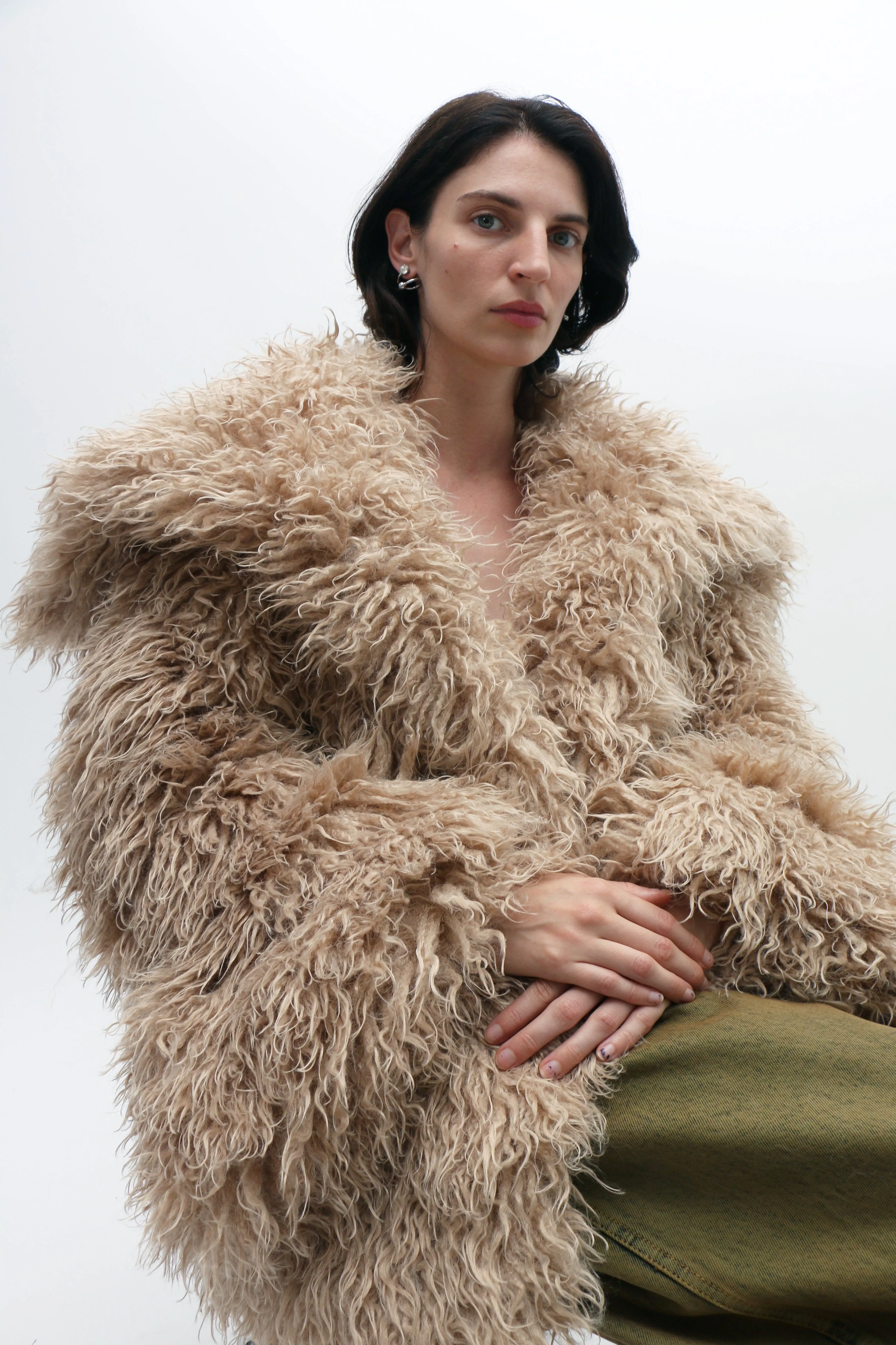 Golden Beige Shag Coat