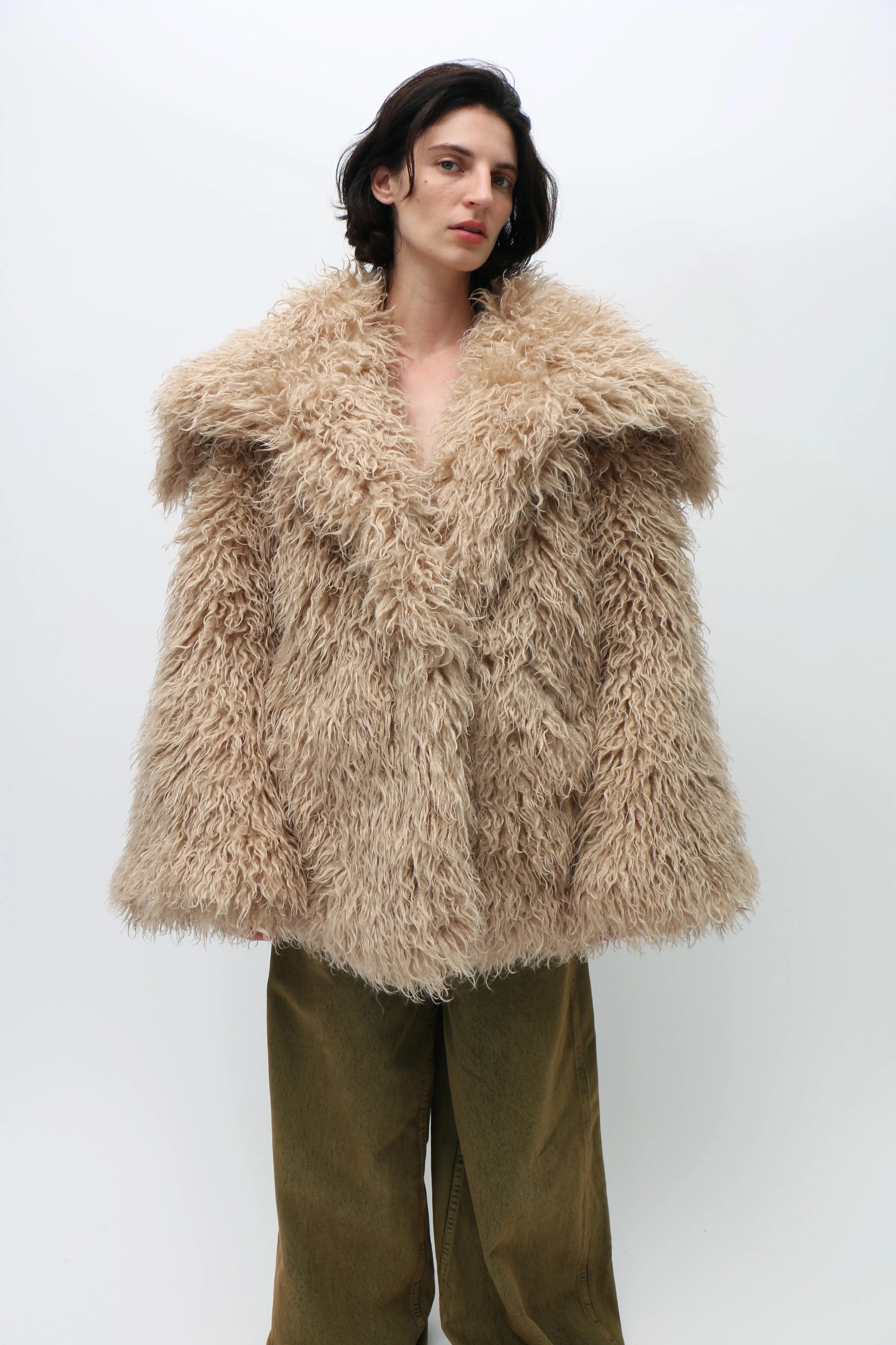 Golden Beige Shag Coat