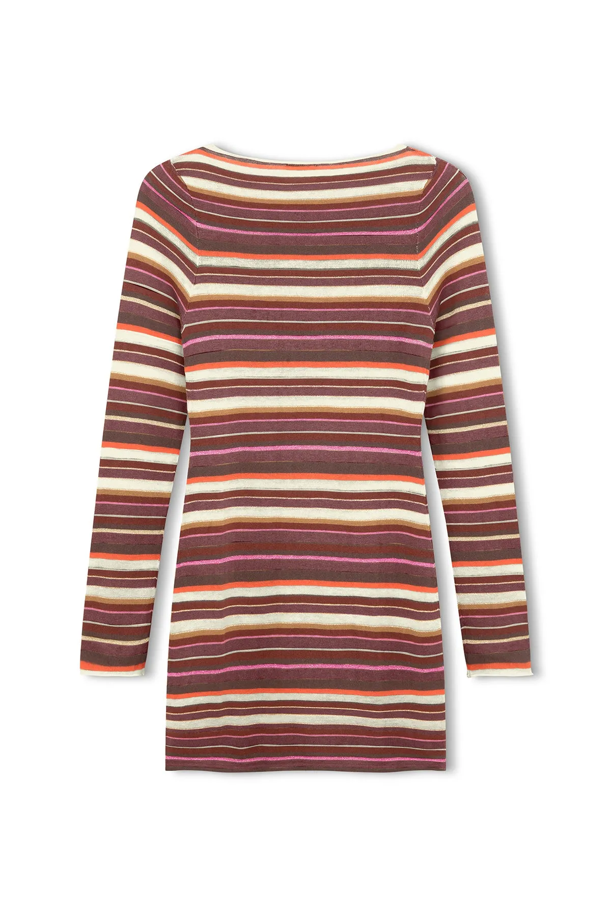 Golden Retro Stripe Knit Dress