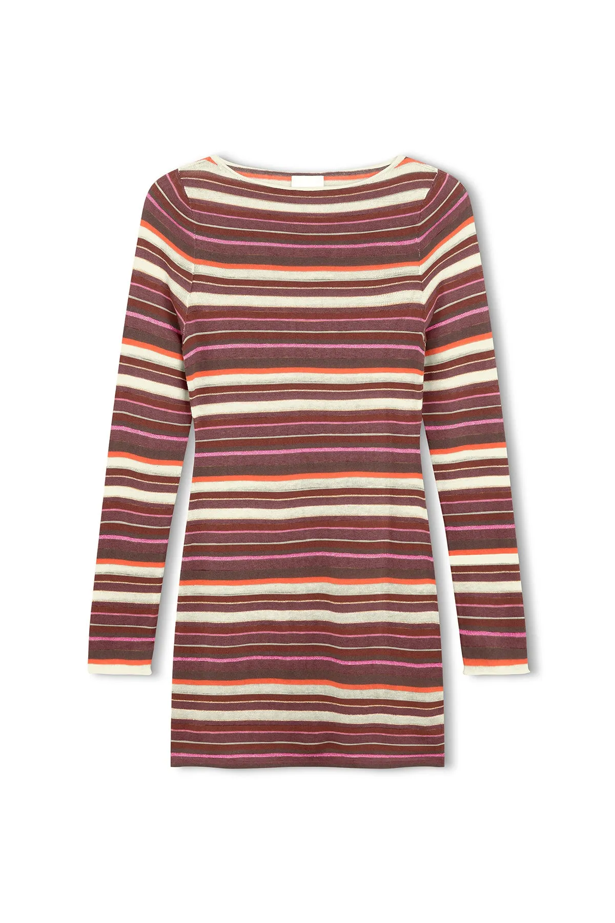 Golden Retro Stripe Knit Dress