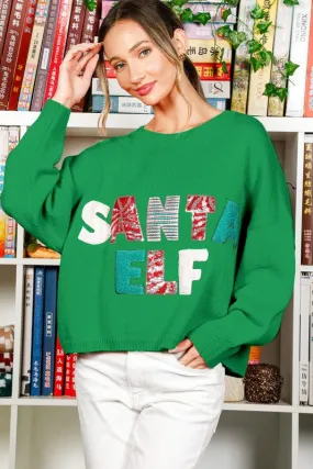 Green Sequin Detail Santa Sweater