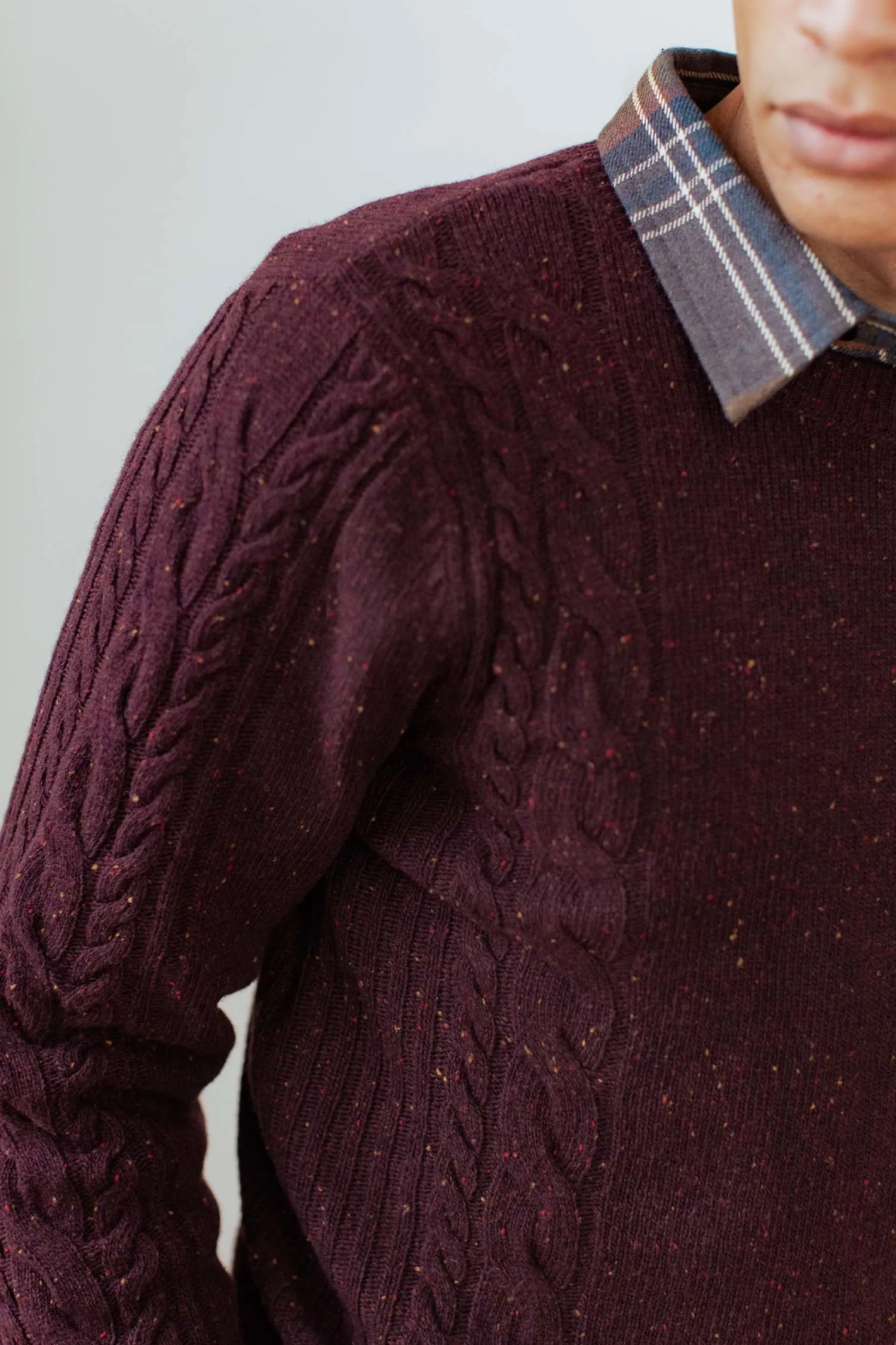 Hugo Sweater / Burgundy Donegal