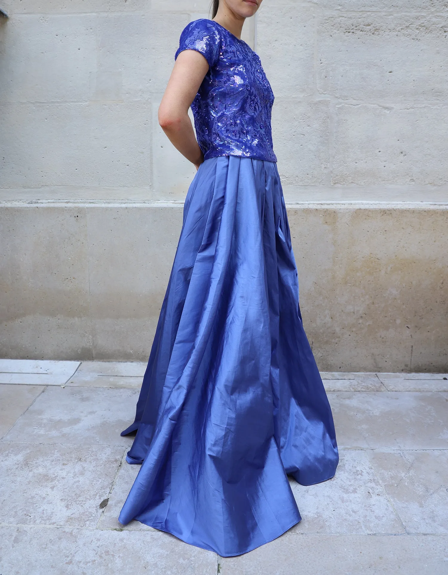 Hydrangea Blue Taffeta Ballgown Skirt With Pockets