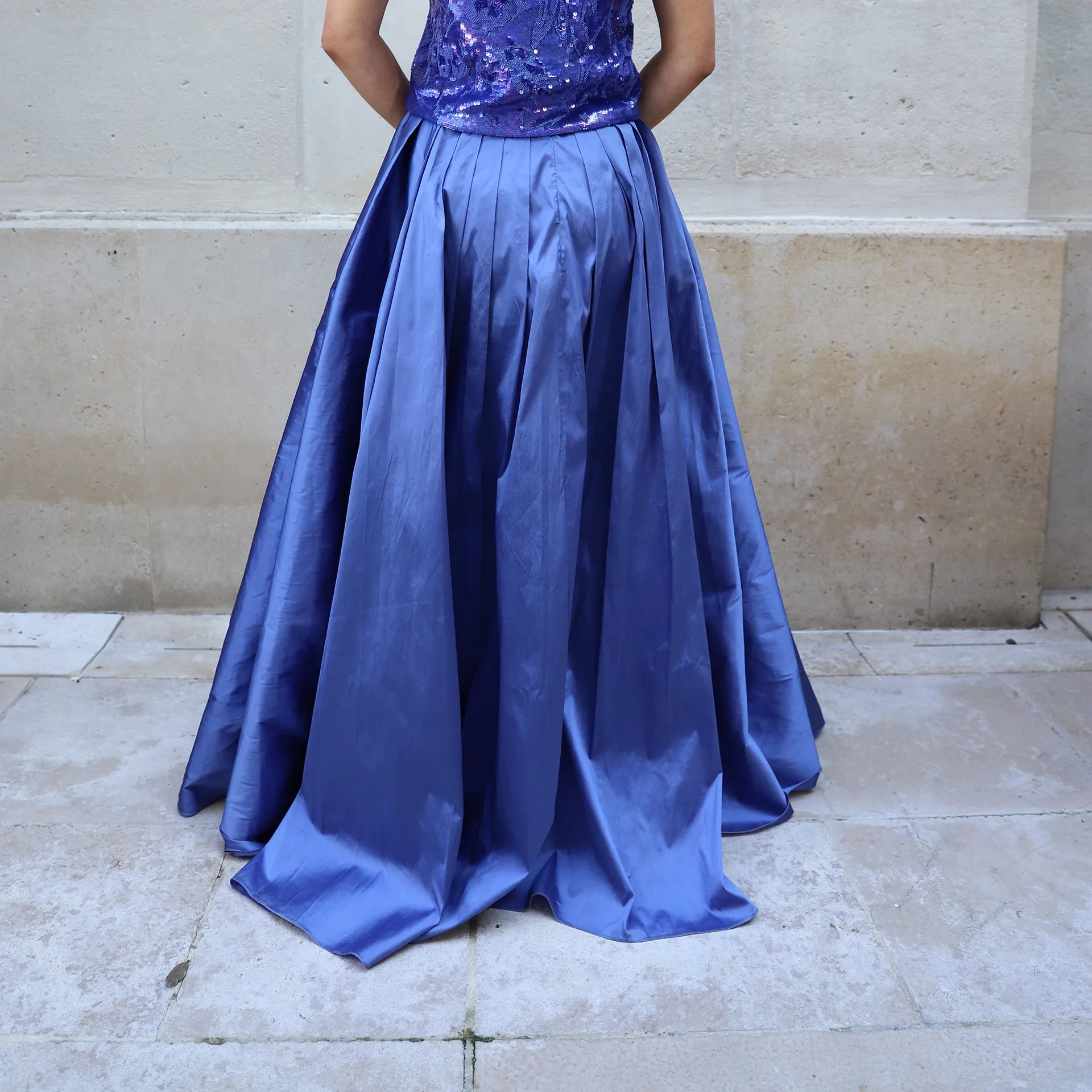 Hydrangea Blue Taffeta Ballgown Skirt With Pockets