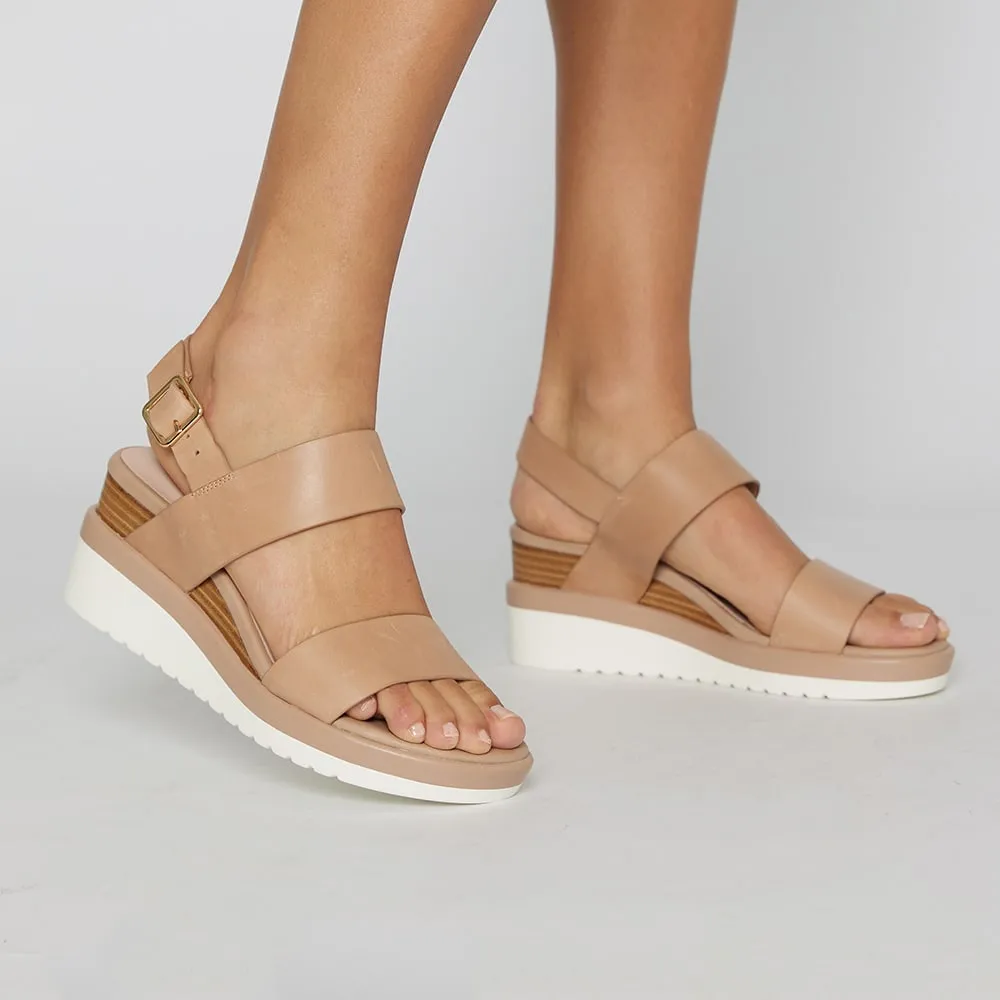 Indiana Wedge in Nude Leather