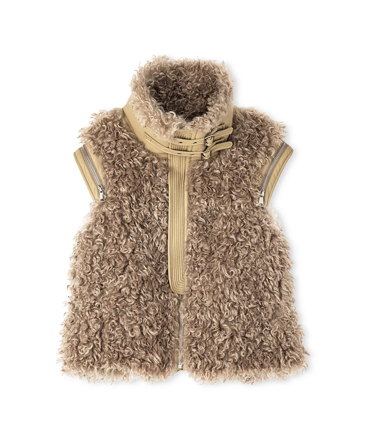 Ipekyol Wide Collar Shearling Vest Mink