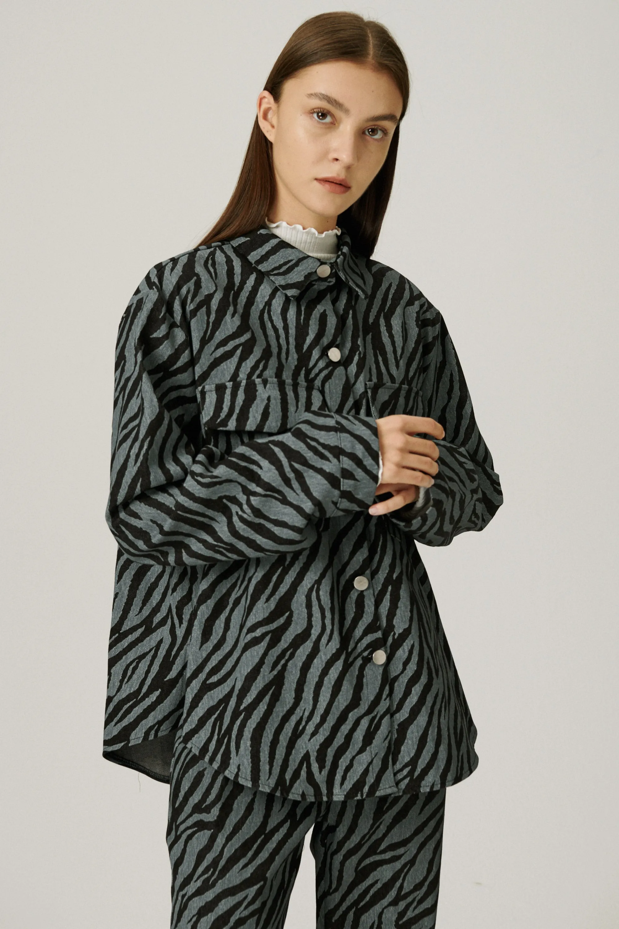 Ivy Oversized Shacket in Zebra