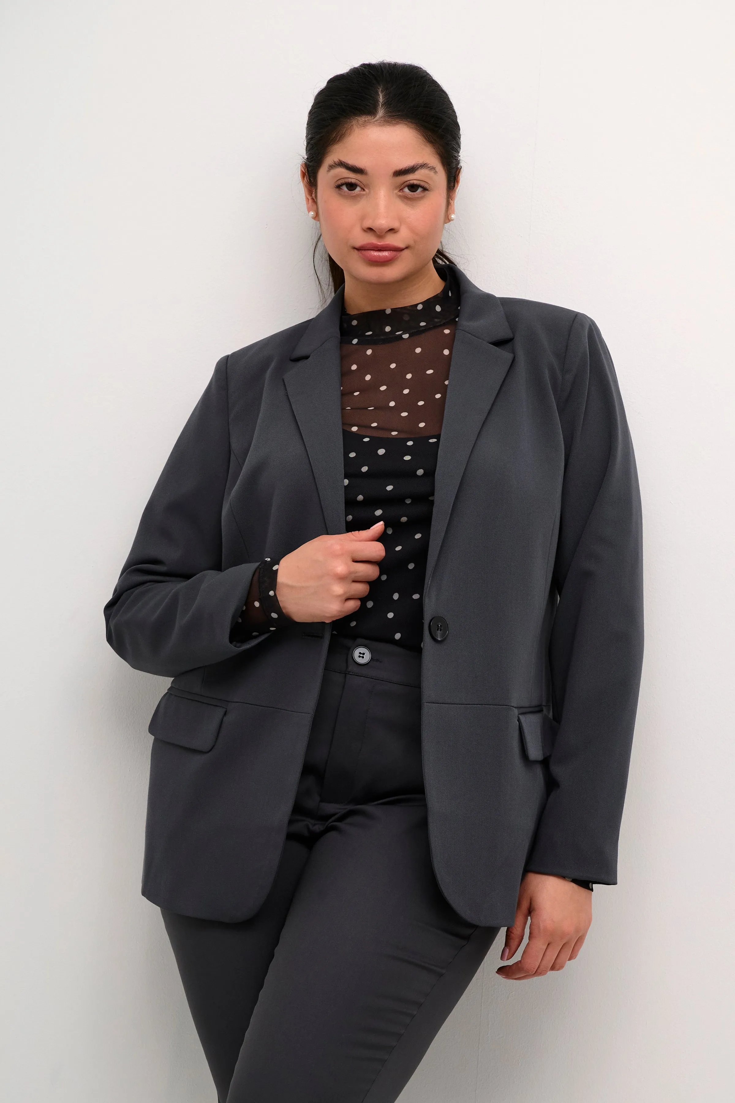 Kaffe Curve Sakira Blazer in Dark Grey