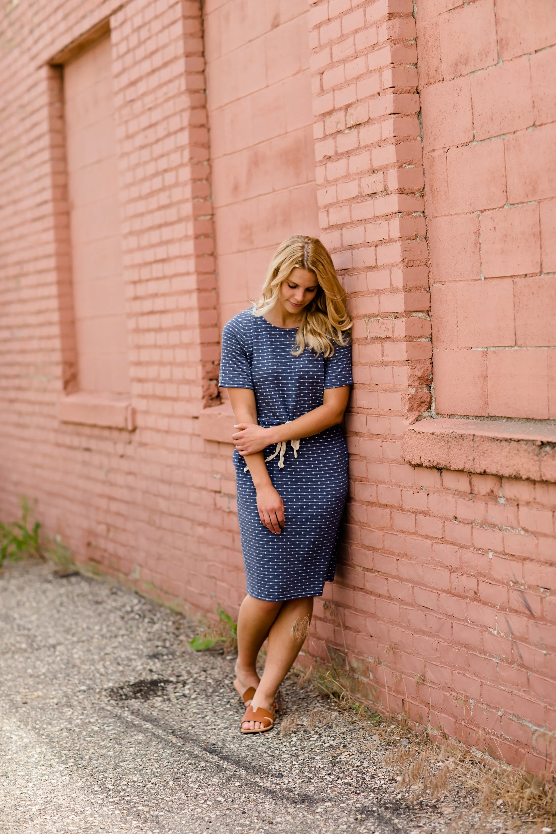 Knit Navy Dot Midi Dress