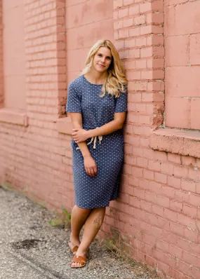 Knit Navy Dot Midi Dress