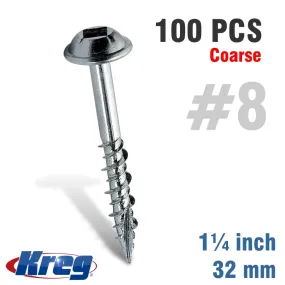 KREG KREG POCKET HOLE SCREWS 1-1/4' #8 COARSE WASHER HEAD 100CT KR SML-C125-100