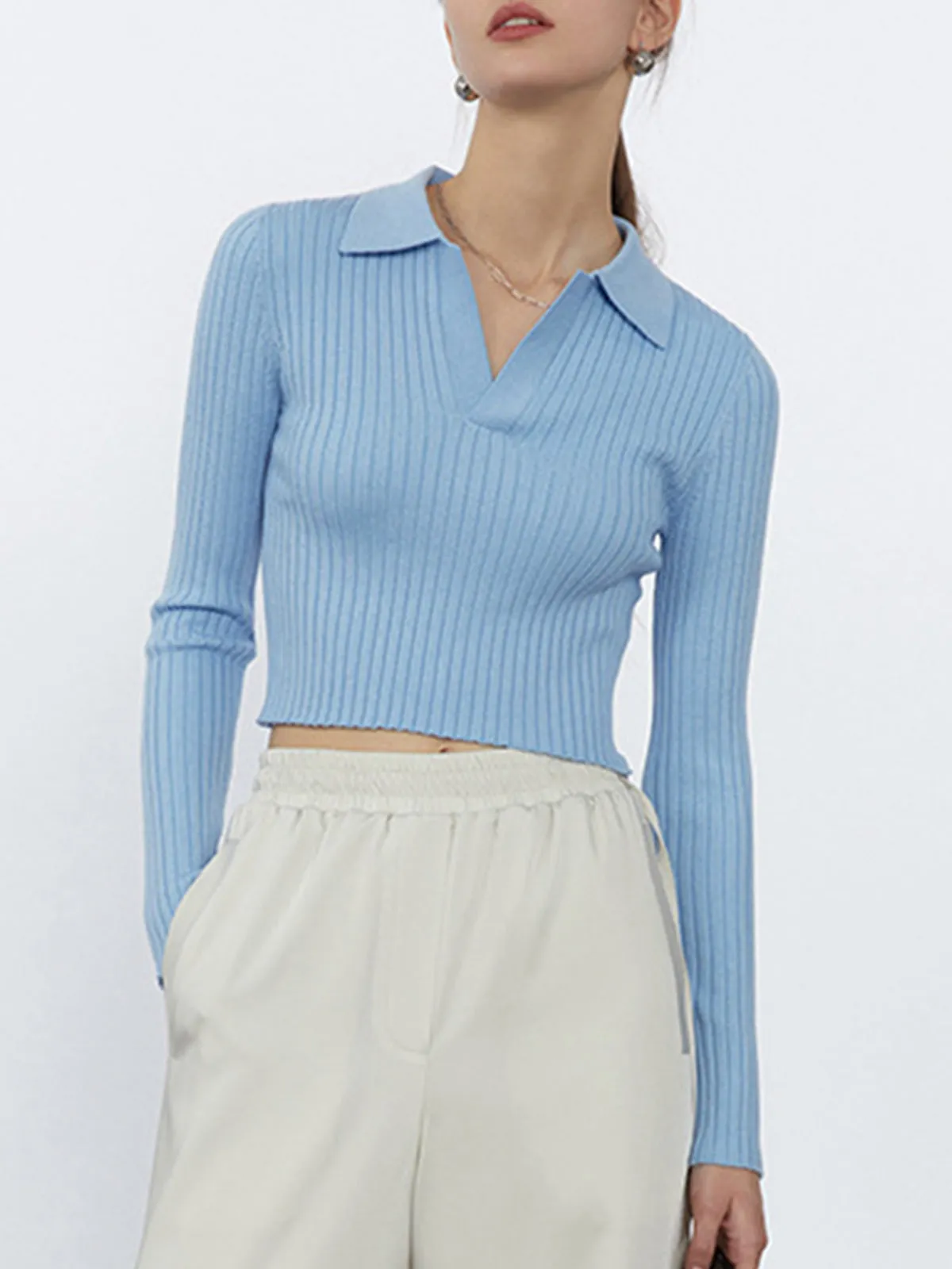 Lapel Knit Sweater