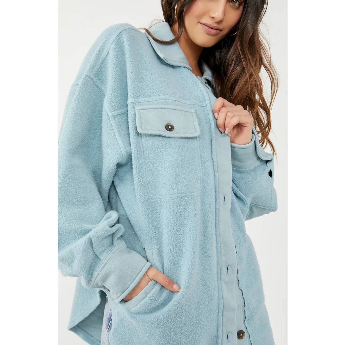 Light Blue Oversized Shirt Jacket