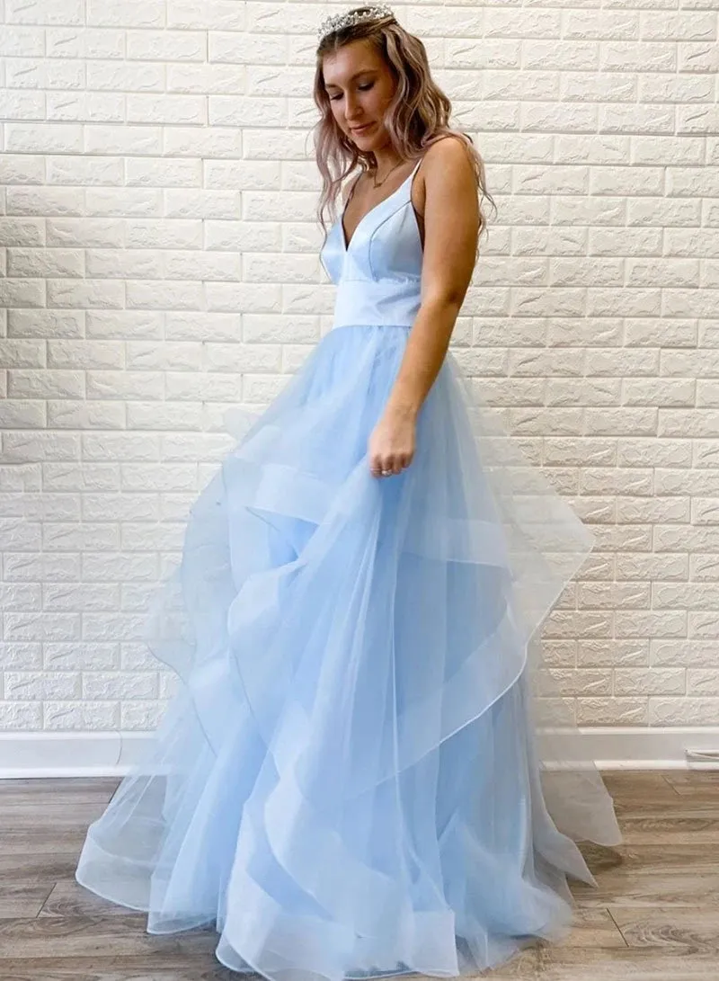 Light Blue Prom Dress, Prom Dresses, Evening Dress, Dance Dress, Graduation School Party Gown, PC0345