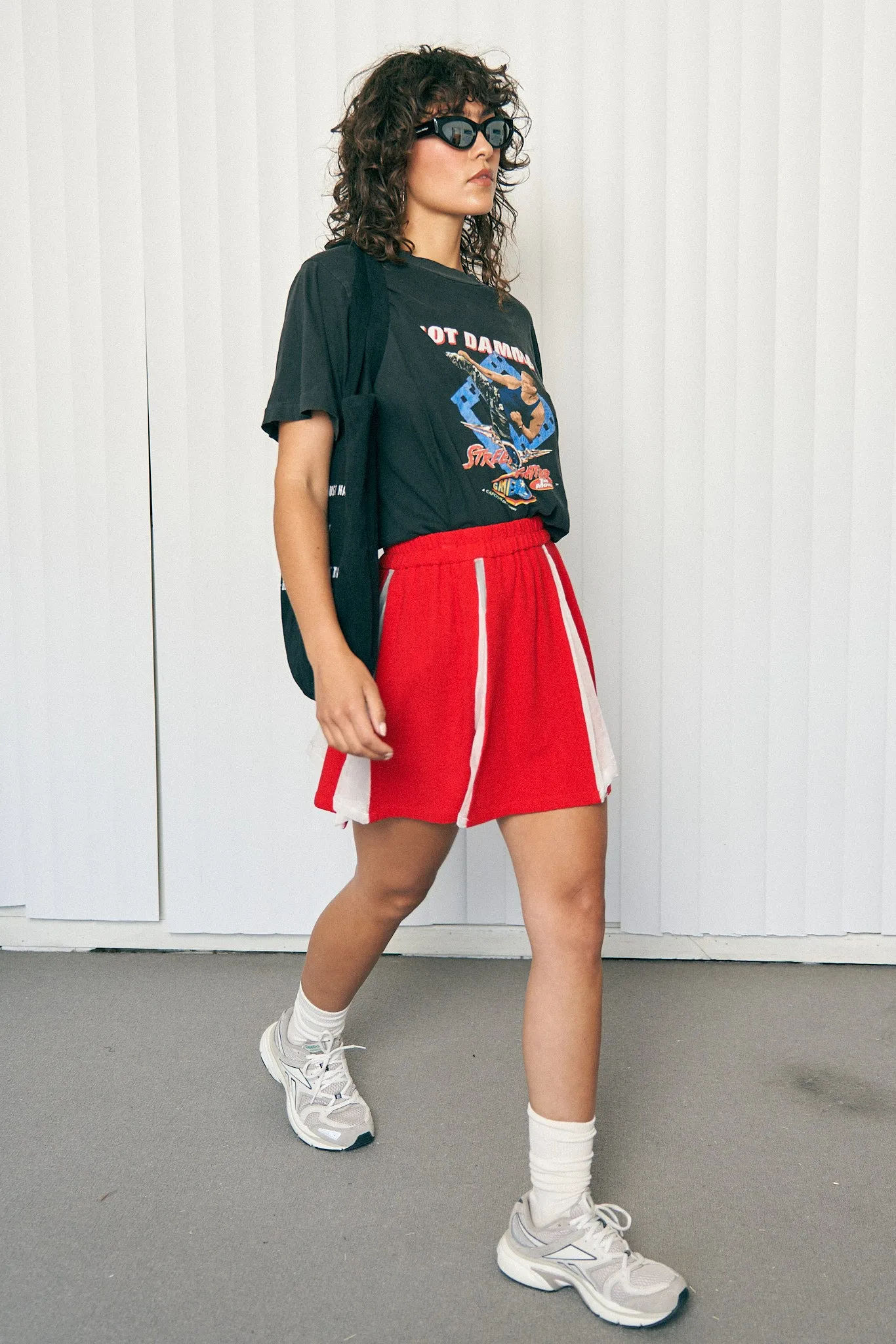 Linen and Sheer Silk Cheer Skirt Red/White