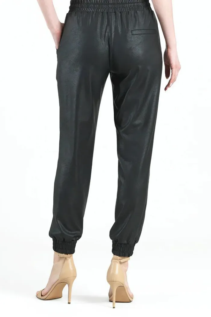 Liquid Leather Drawstring Jogger Pant - Black