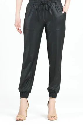 Liquid Leather Drawstring Jogger Pant - Black