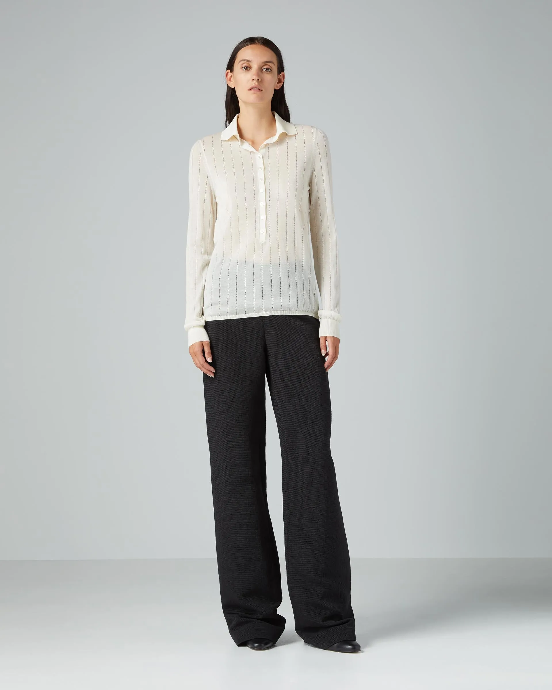 Luna Polo Neck Sweater in Cashmere, Cream