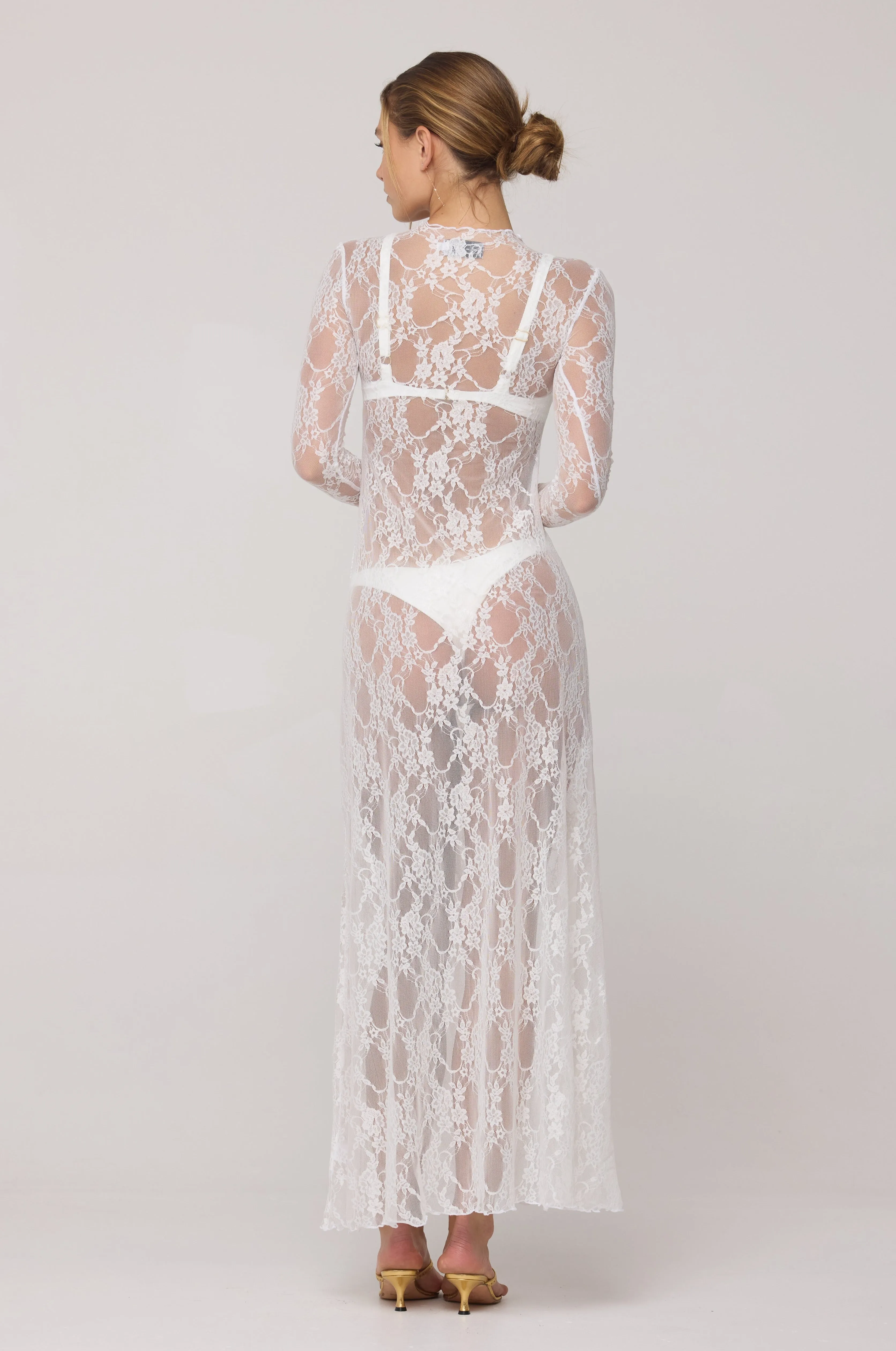 Lyon Lace Dress in White Lace