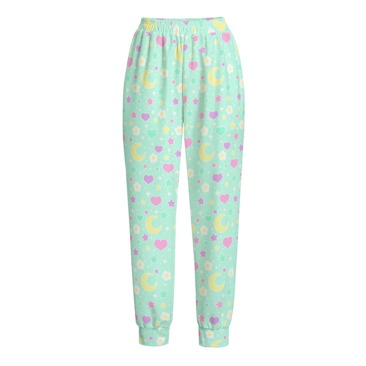 Magical Spring Women's High Waisted Polly Waffle Sweatpants (Mint)