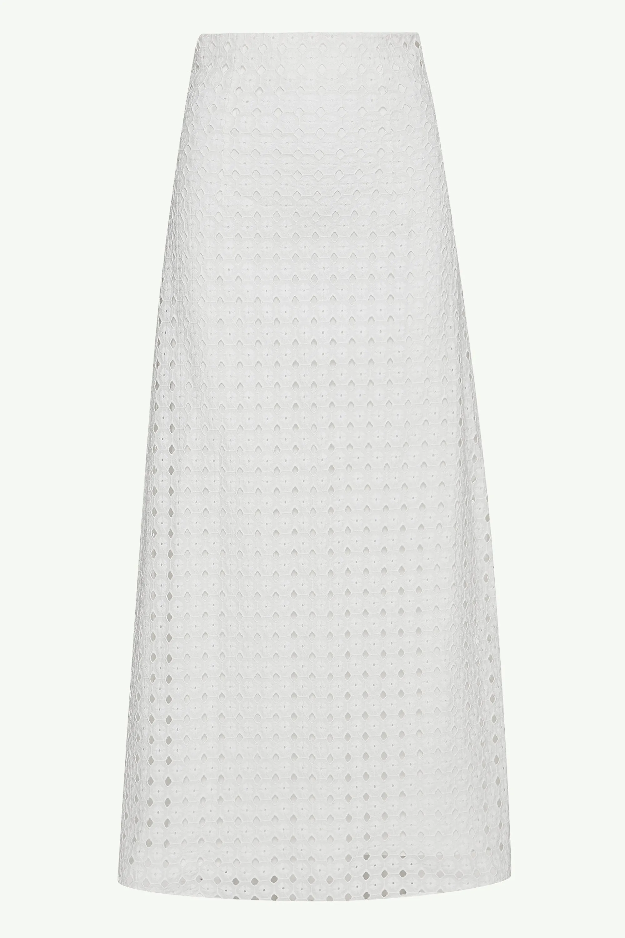 Mamba White Eyelet Maxi Skirt