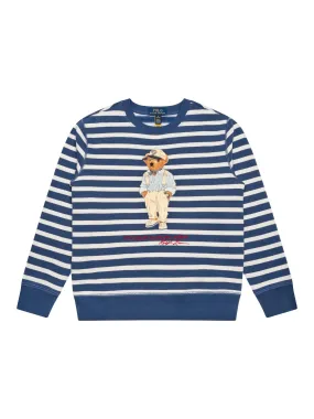 Maritimes Sweatshirt mit Polo Bär - Blau/Weiß