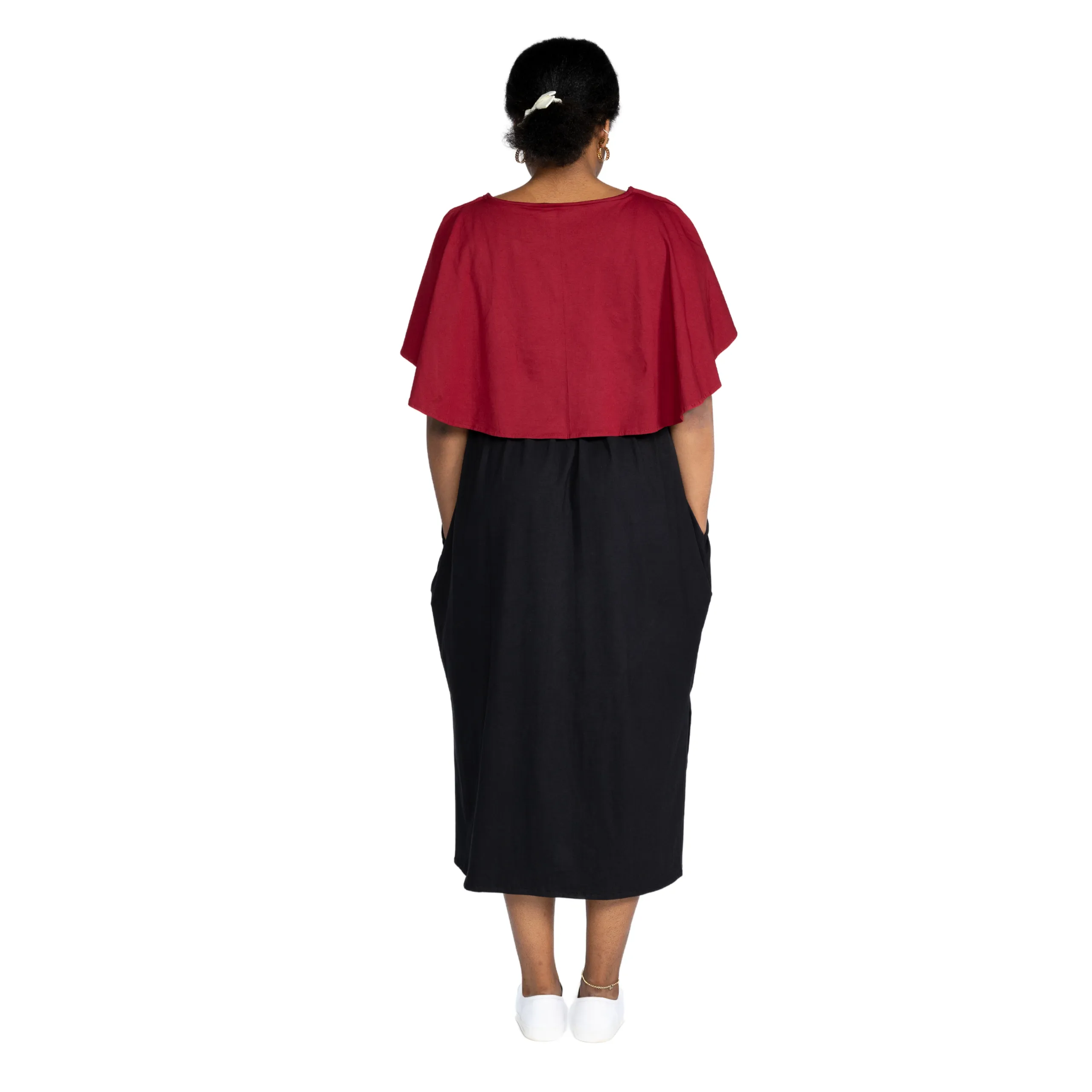 Maroon & Black Nursing Friendly Maternity Maxi Dress [FINAL SALE]