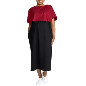 Maroon & Black Nursing Friendly Maternity Maxi Dress [FINAL SALE]