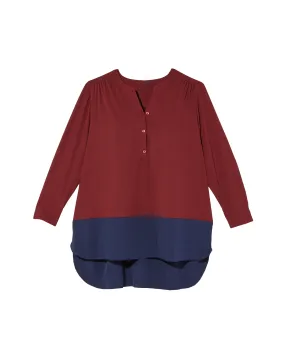 Megan Colorblock Tunic | Burgundy / Navy