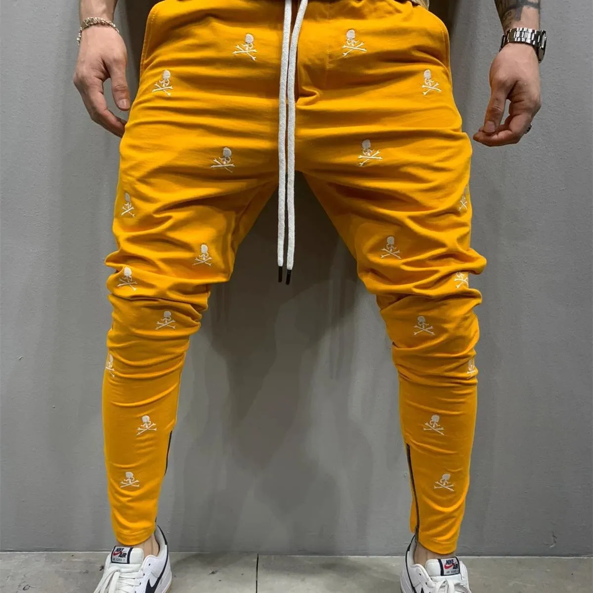 Men's Fashion Drawstring Skull Print Pants