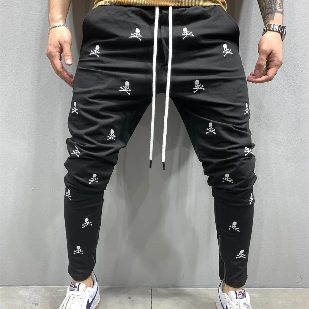 Men's Fashion Drawstring Skull Print Pants