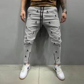 Men's Fashion Drawstring Skull Print Pants