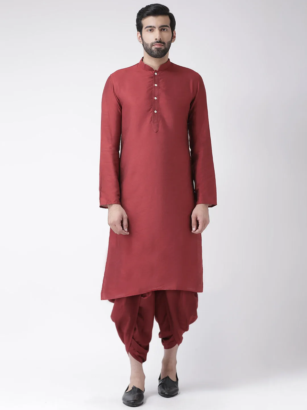 Men's Khaki Kurta Jacket Dhoti Set