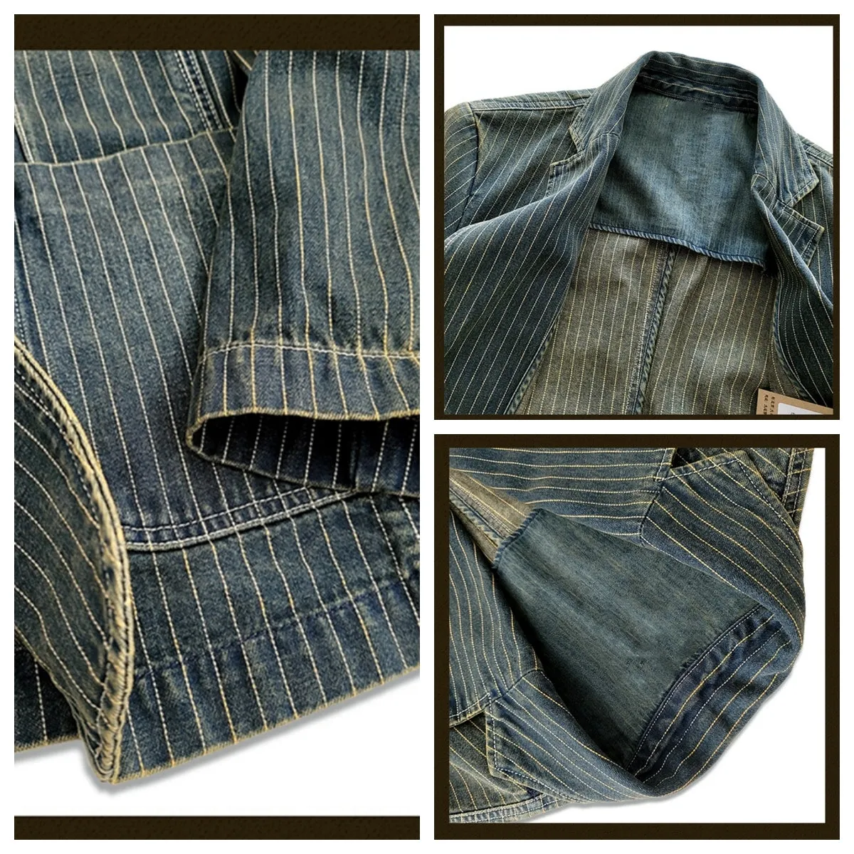 Men's Striped Denim Suit Jacket