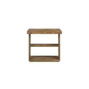 Modern Light Pine End Table with Open Shelves - Easy Clean Surface