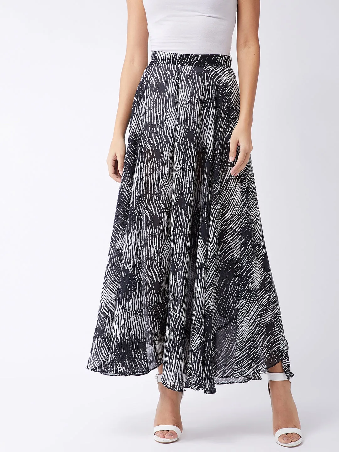 Monochromatic Abstract Print Skirt