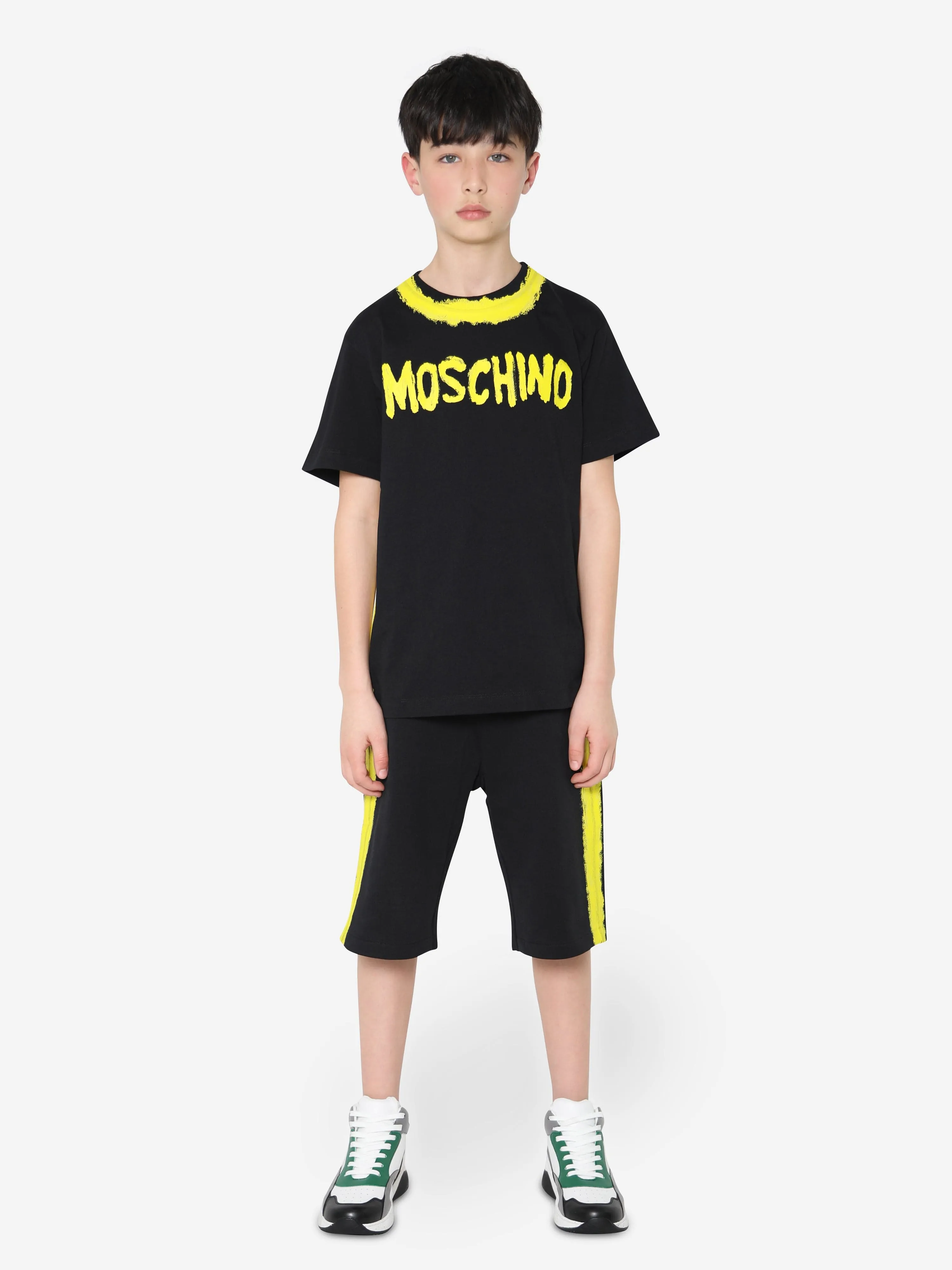 Moschino Boys Painted Logo Maxi T-Shirt in Black