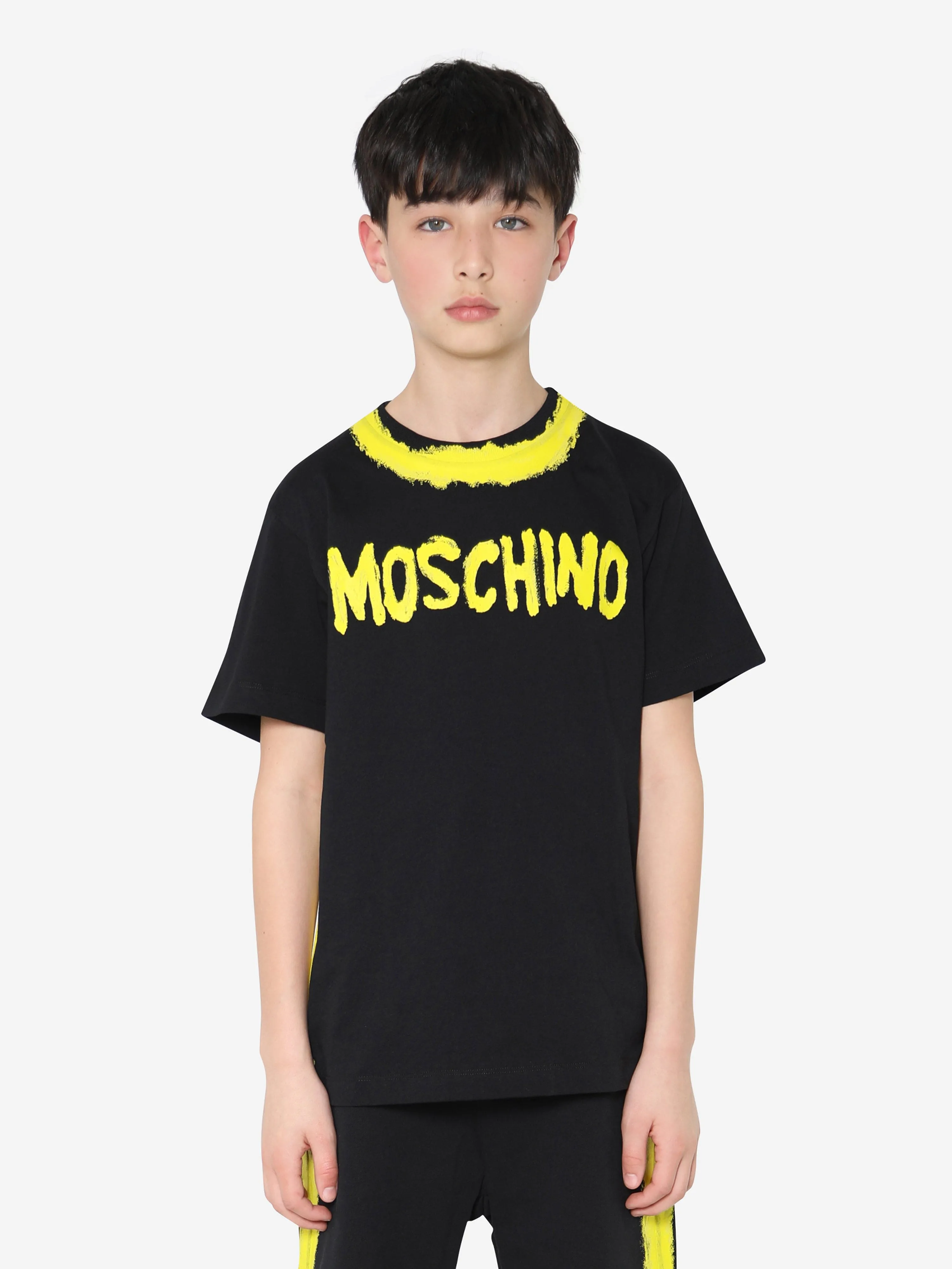 Moschino Boys Painted Logo Maxi T-Shirt in Black